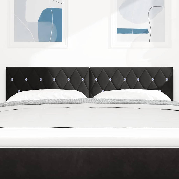 LED sengegavl med LED-lysstrimler Sort 160 cm Fløjl
