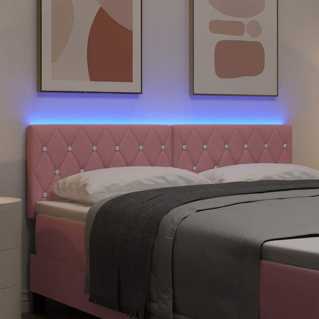 LED sengegavl med LED-lysstrimler Lyserød 160 cm Fløjl