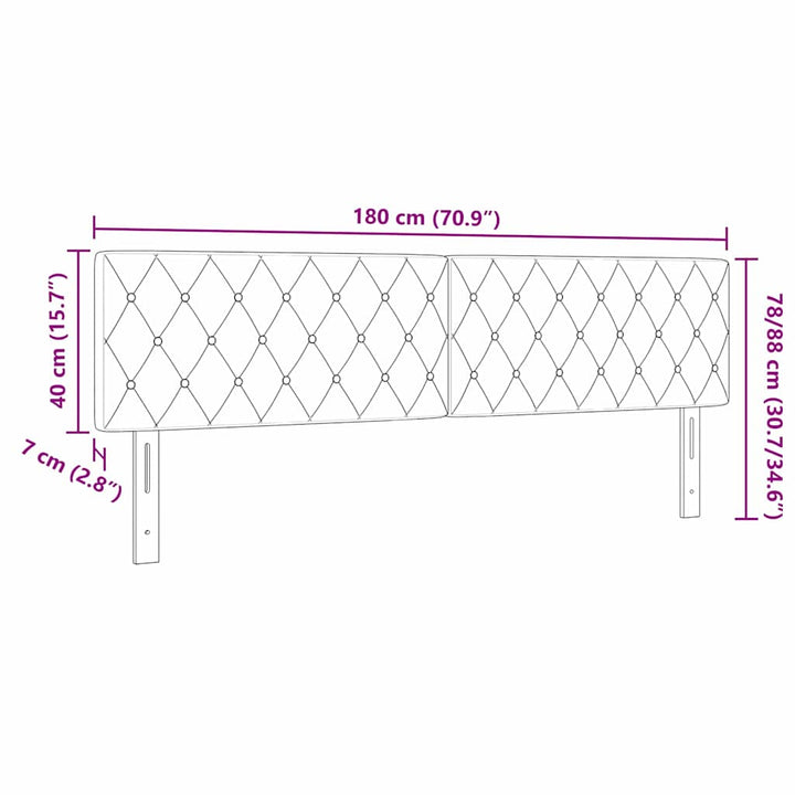 LED sengegavl med LED-lysstrimler Sort 180 cm Fløjl