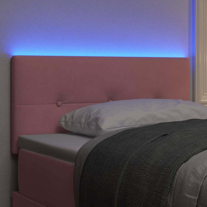 LED sengegavl med LED-lysstrimler Lyserød 80 cm Fløjl