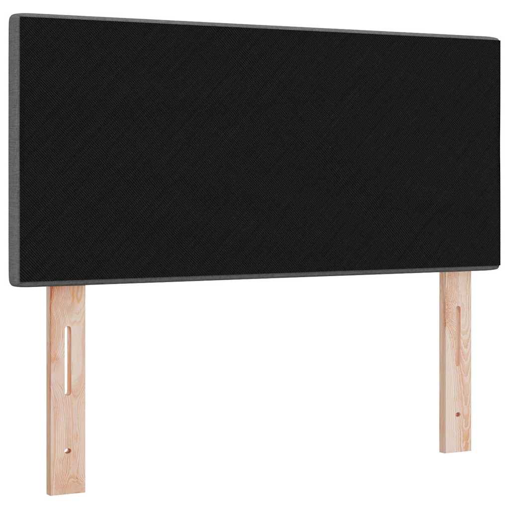 LED sengegavl med LED-lysstrimler Mørkegrå 90 cm Stof