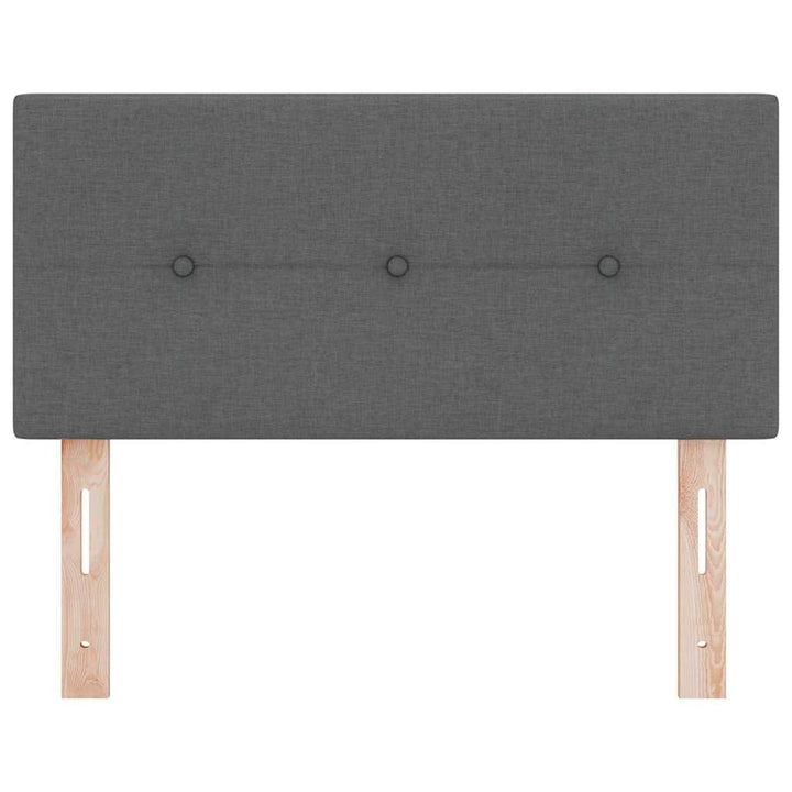 LED sengegavl med LED-lysstrimler Mørkegrå 90 cm Stof