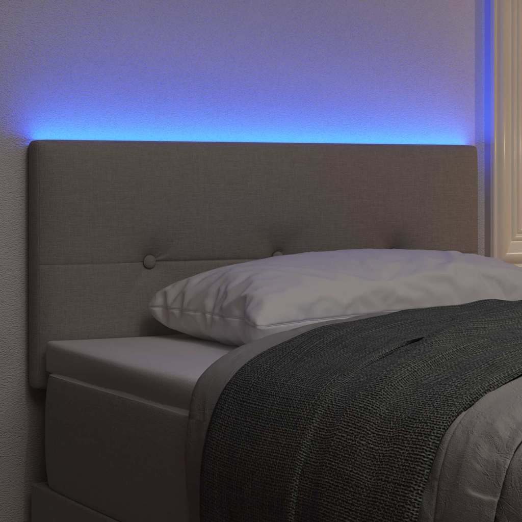 LED sengegavl Gråbrun Stof