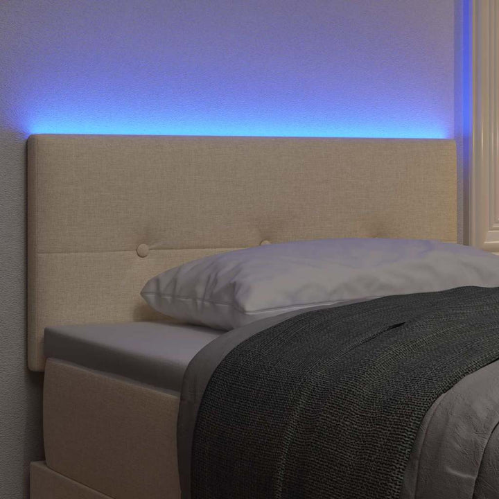 LED sengegavl med LED-lysstrimler Creme 90 cm Stof