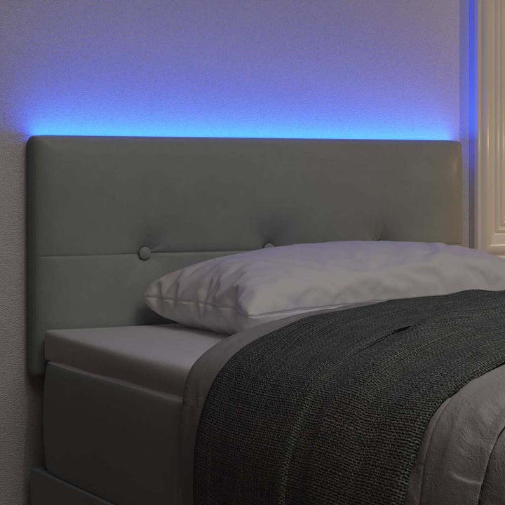 LED sengegavl med LED-lysstrimler Lysegrå 90 cm Fløjl