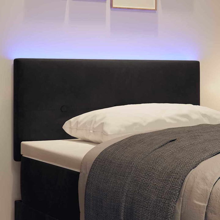 LED sengegavl med LED-lysstrimler Sort 90 cm Fløjl