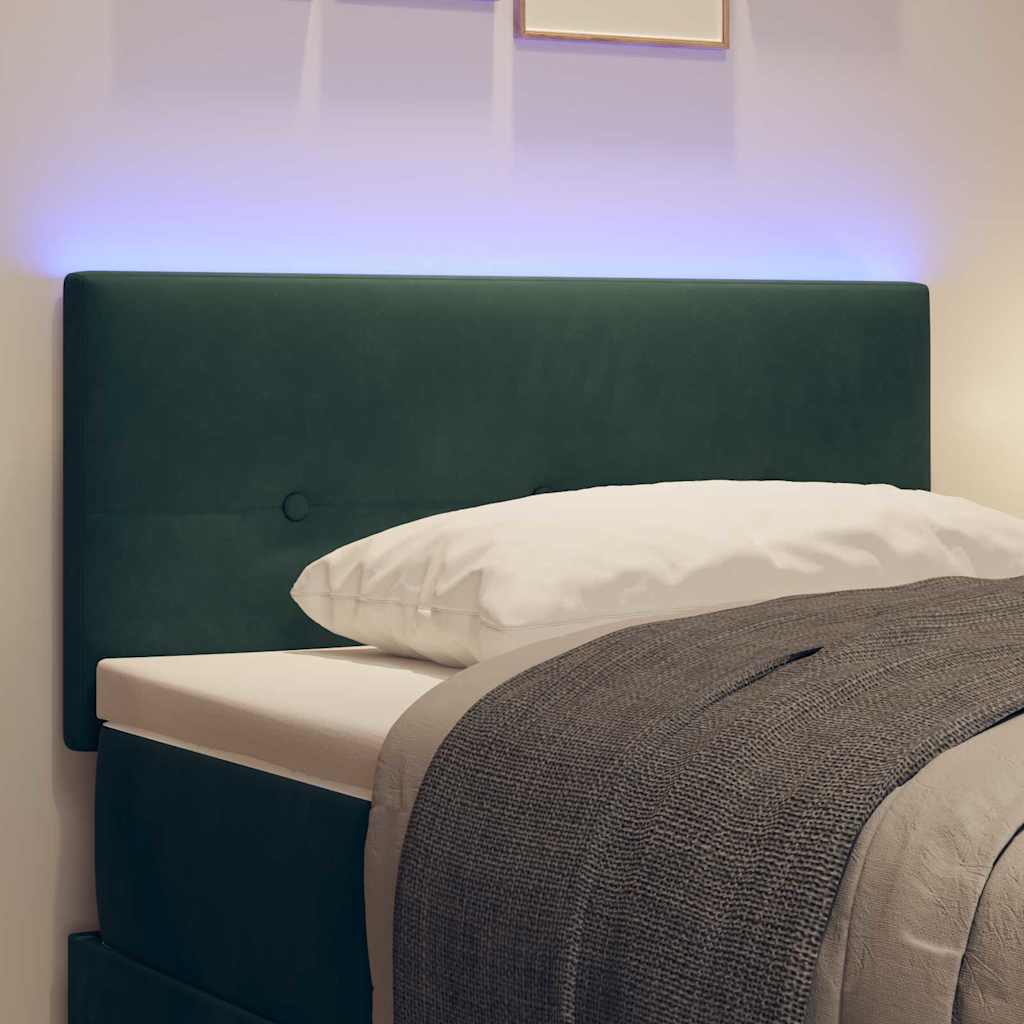 LED sengegavl med LED-lysstrimler Grøn 100 cm Fløjl