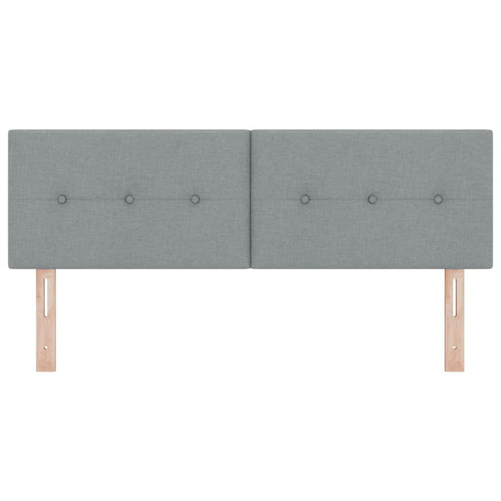 LED sengegavl med LED-lysstrimler Lysegrå 144 cm Stof