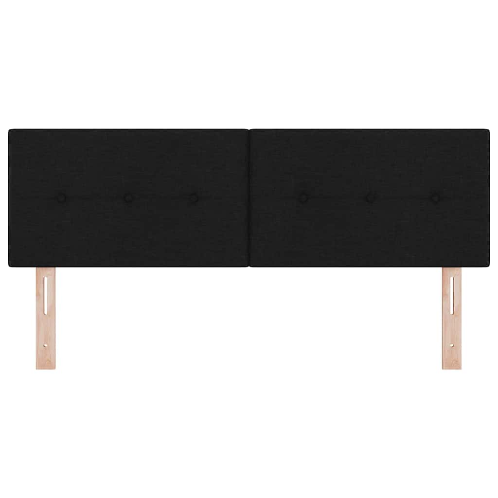 LED sengegavl med LED-lysstrimler Sort 144 cm Stof