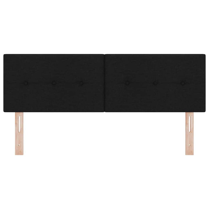LED sengegavl med LED-lysstrimler Sort 144 cm Stof