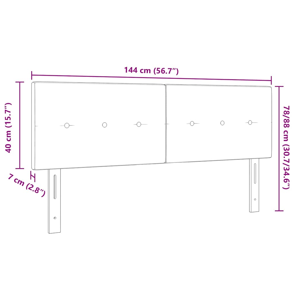 LED sengegavl med LED-lysstrimler Sort 144 cm Stof