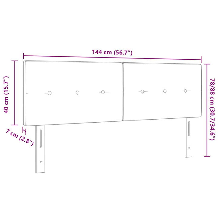 LED sengegavl med LED-lysstrimler Sort 144 cm Stof