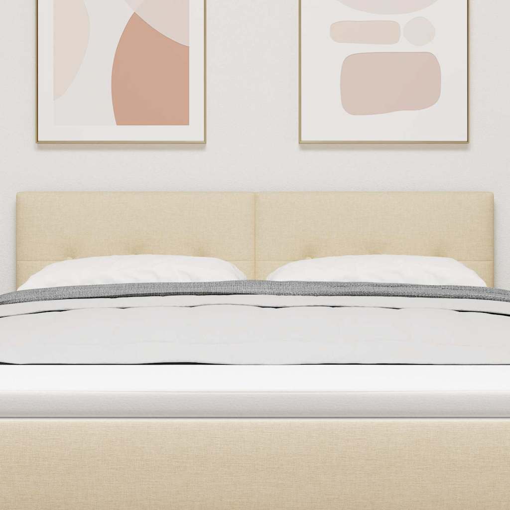 LED sengegavl med LED-lysstrimler Creme 160 cm Stof