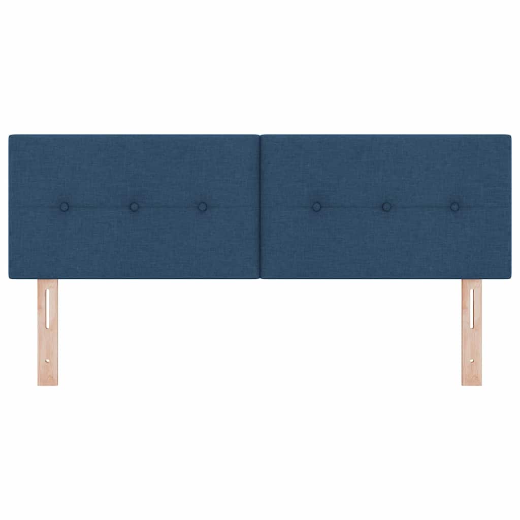 LED sengegavl med LED-lysstrimler Blå 160 cm Stof