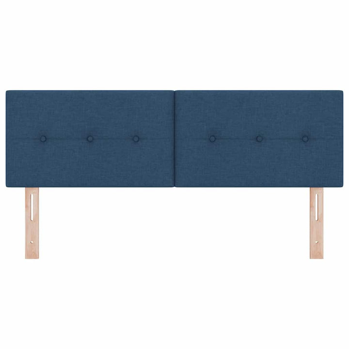 LED sengegavl med LED-lysstrimler Blå 160 cm Stof