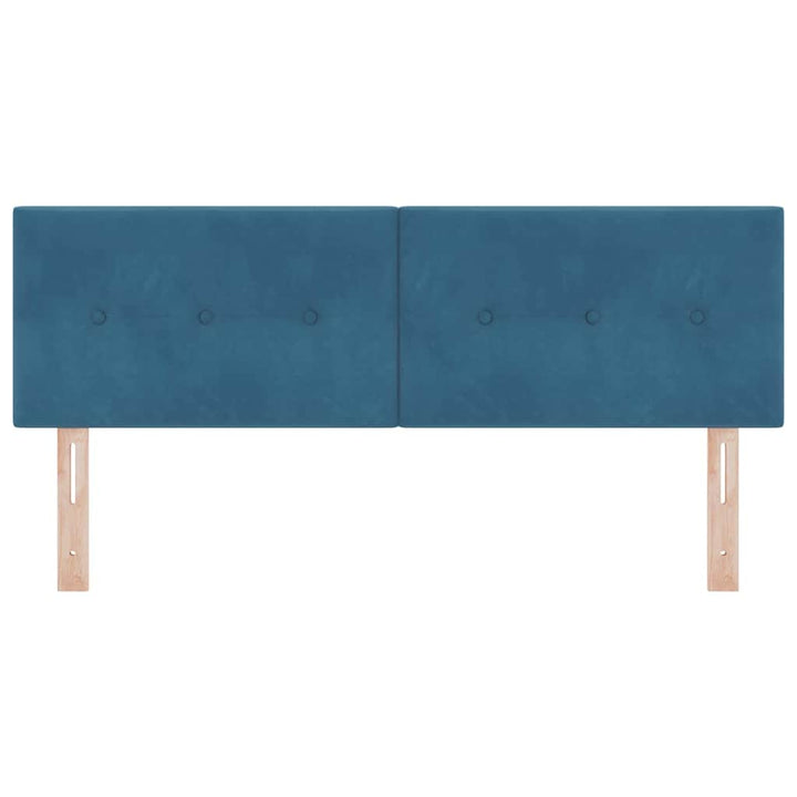LED sengegavl med LED-lysstrimler Blå 160 cm Fløjl