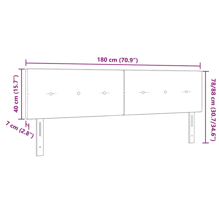 LED sengegavl med LED-lysstrimler Mørkegrå 180 cm Stof