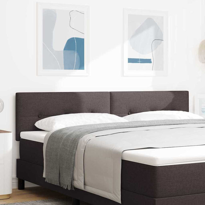 LED sengegavl med LED-lysstrimler Mørk Brun 180 cm Stof