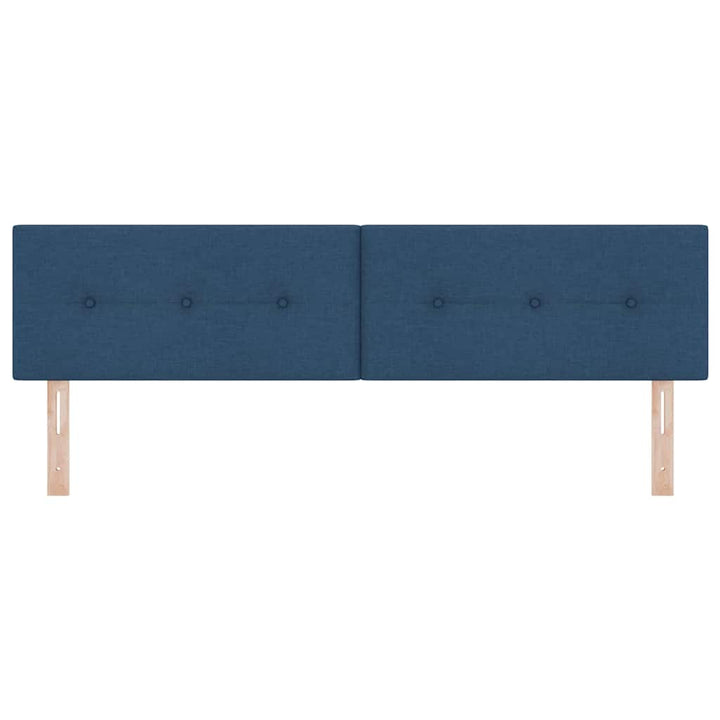 LED sengegavl med LED-lysstrimler Blå 180 cm Stof