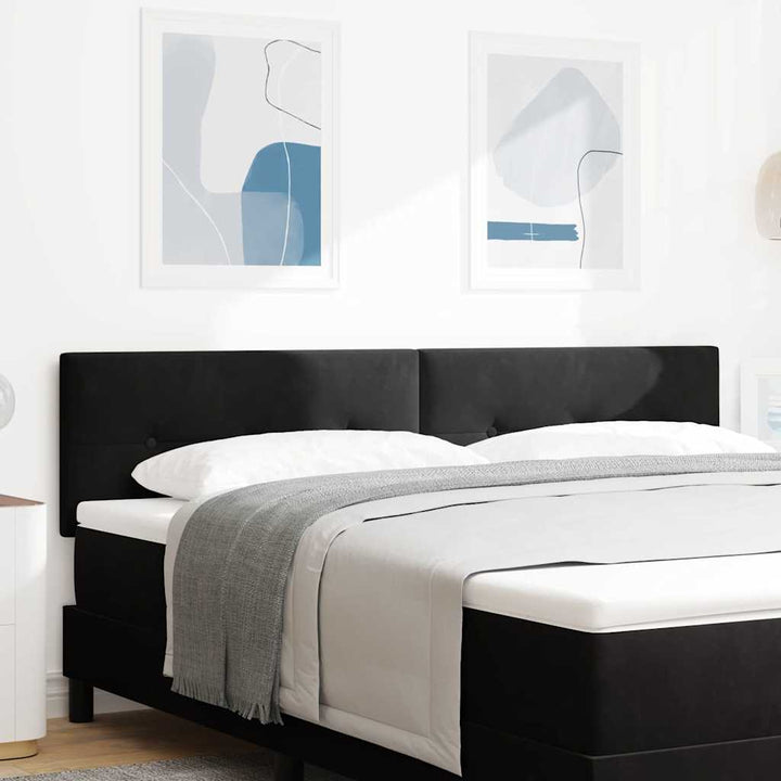 LED sengegavl med LED-lysstrimler Sort 180 cm Fløjl