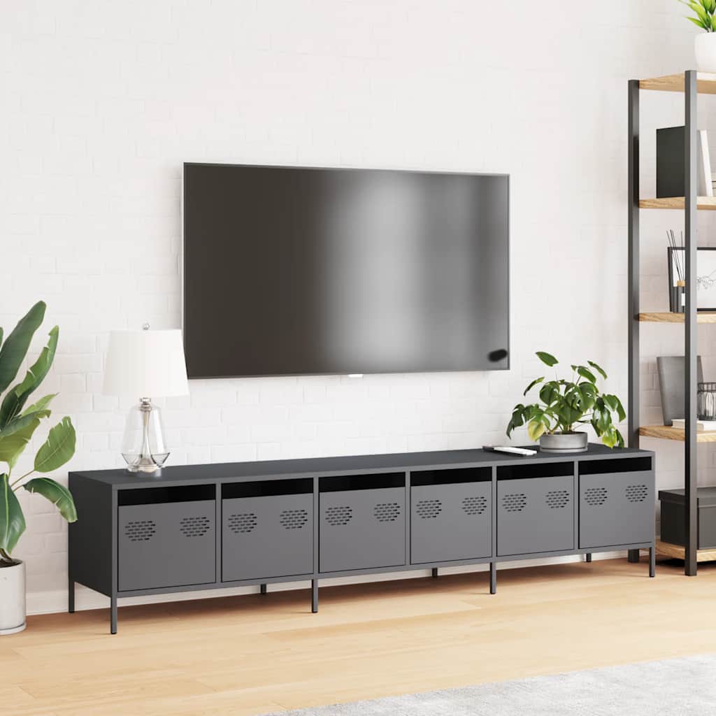 tv-bord 202x39x43,5 cm koldvalset stål antracitgrå