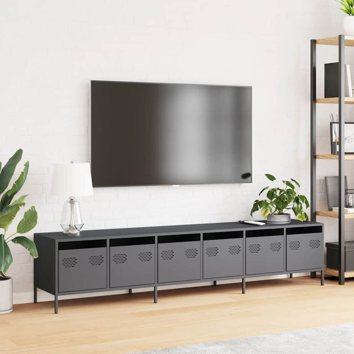 tv-bord 202x39x43,5 cm koldvalset stål antracitgrå