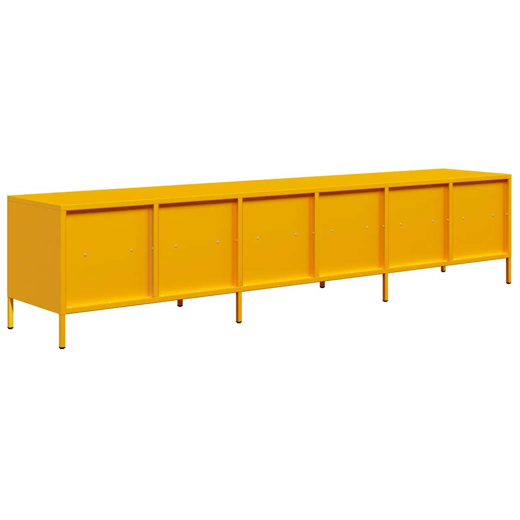 tv-bord 202x39x43,5 cm koldvalset stål sennepsgul