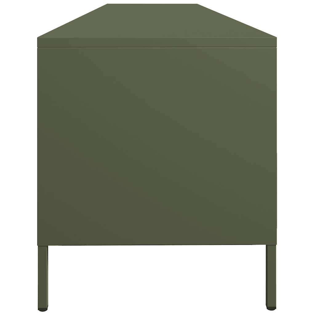 tv-bord 202x39x43,5 cm koldvalset stål olivengrøn'