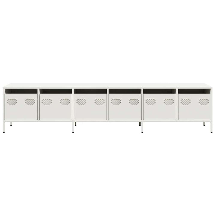 tv-bord 202x39x43,5 cm koldvalset stål hvid