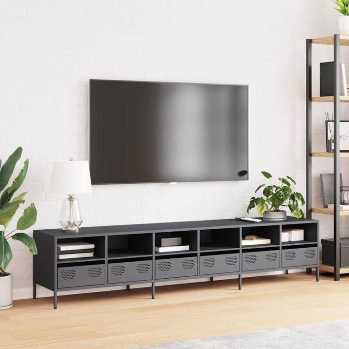 tv-bord 202x39x43,5 cm koldvalset stål antracitgrå