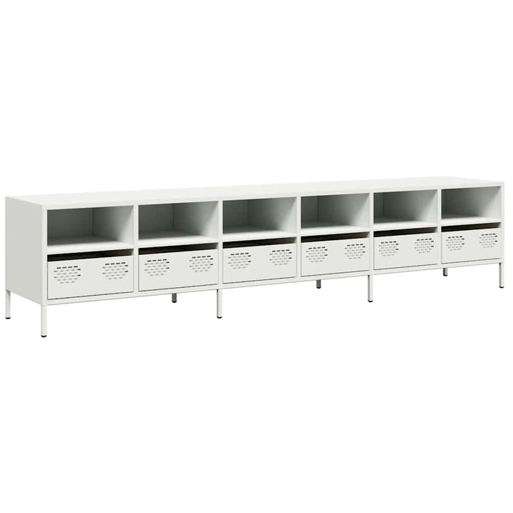 tv-bord 202x39x43,5 cm koldvalset stål hvid