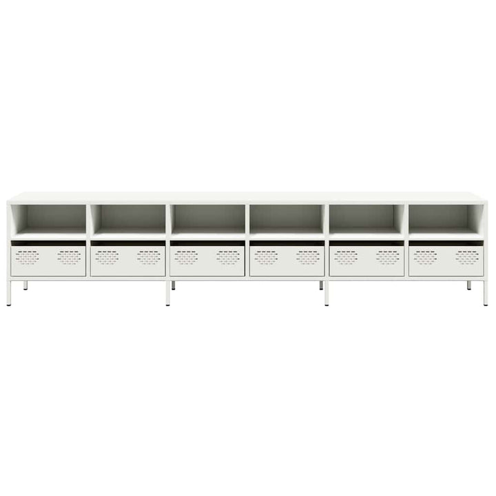 tv-bord 202x39x43,5 cm koldvalset stål hvid