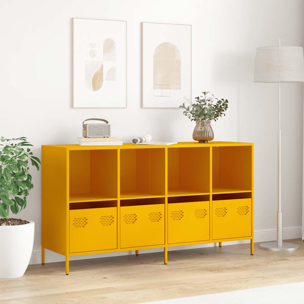 skab 135x39x73,5 cm koldvalset stål sennepsgul