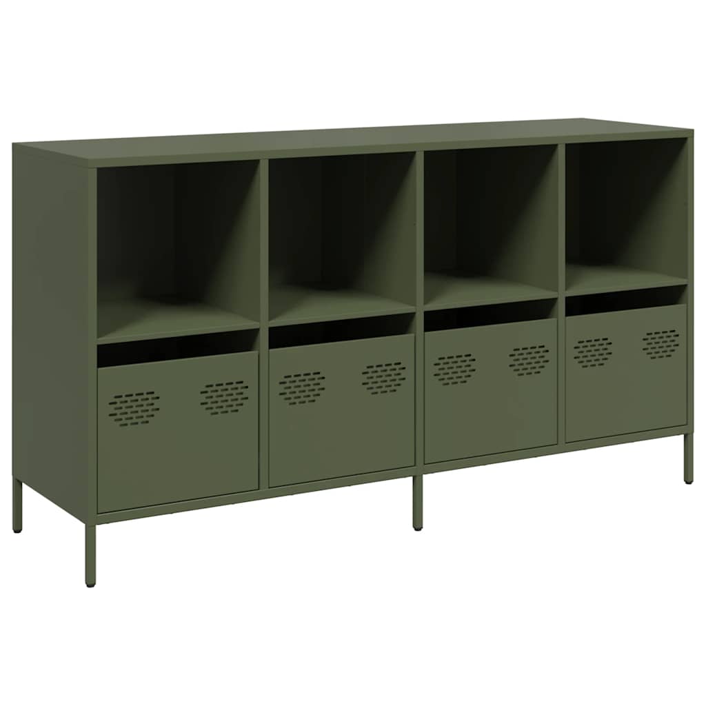 skab 135x39x73,5 cm koldvalset stål olivengrøn
