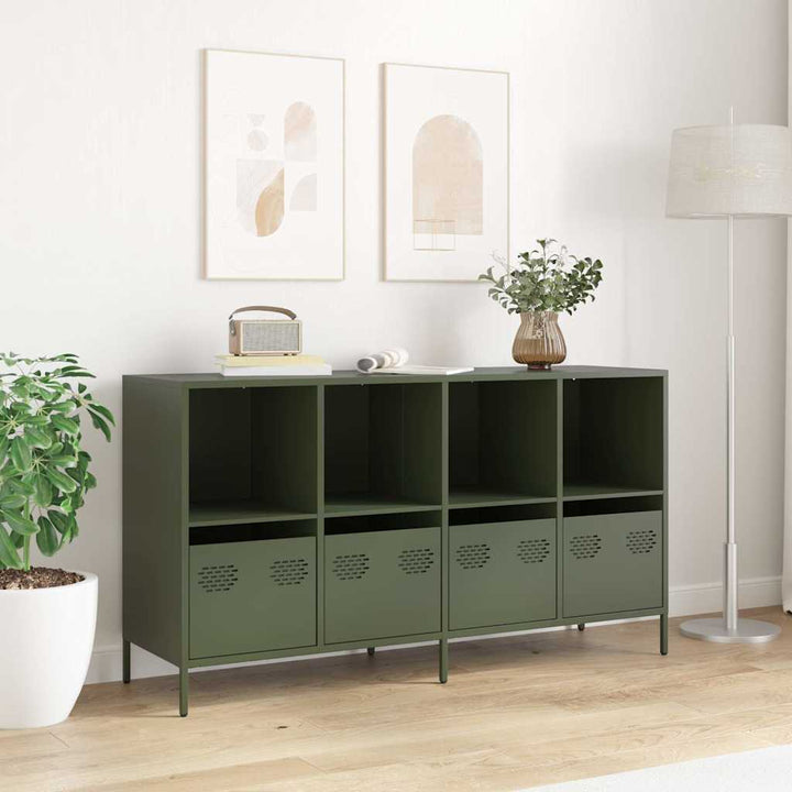 skab 135x39x73,5 cm koldvalset stål olivengrøn
