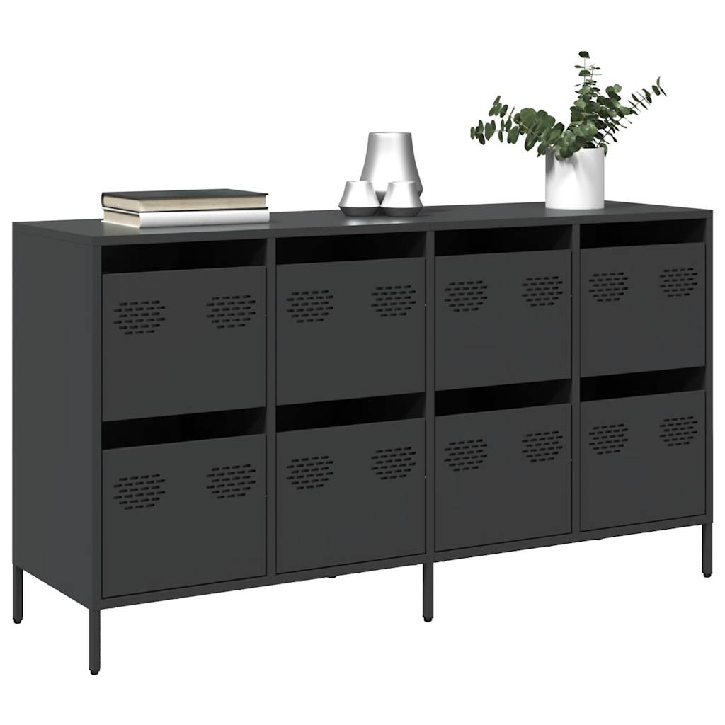 skænk 135x39x73,5 cm koldvalset stål sort