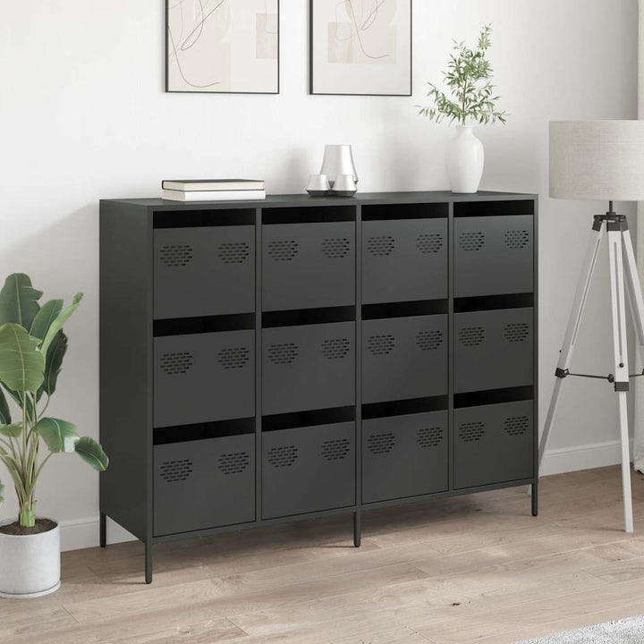 skænk 135x39x103,5 cm koldvalset stål sort