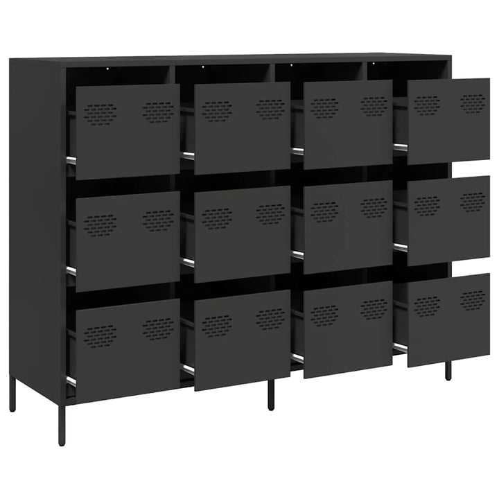 skænk 135x39x103,5 cm koldvalset stål sort