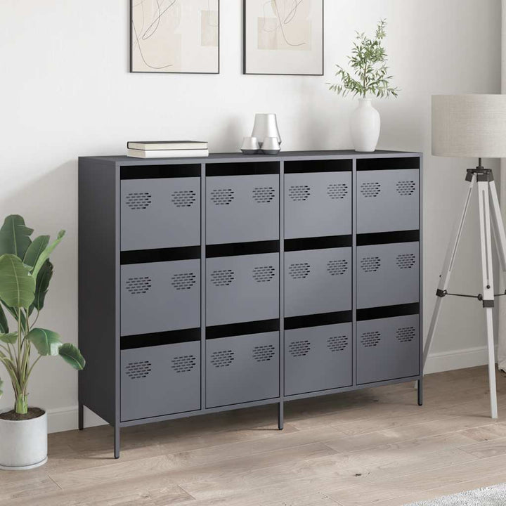skænk 135x39x103,5 cm koldvalset stål antracitgrå