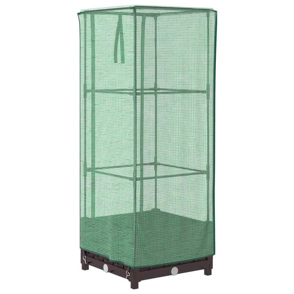højbed med drivhusovertræk 40x40x123 cm rattan-look