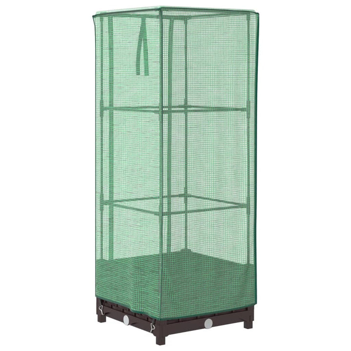 højbed med drivhusovertræk 40x40x123 cm rattan-look