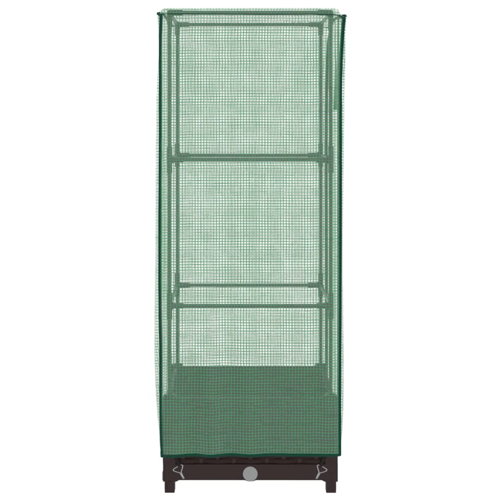 højbed med drivhusovertræk 40x40x123 cm rattan-look