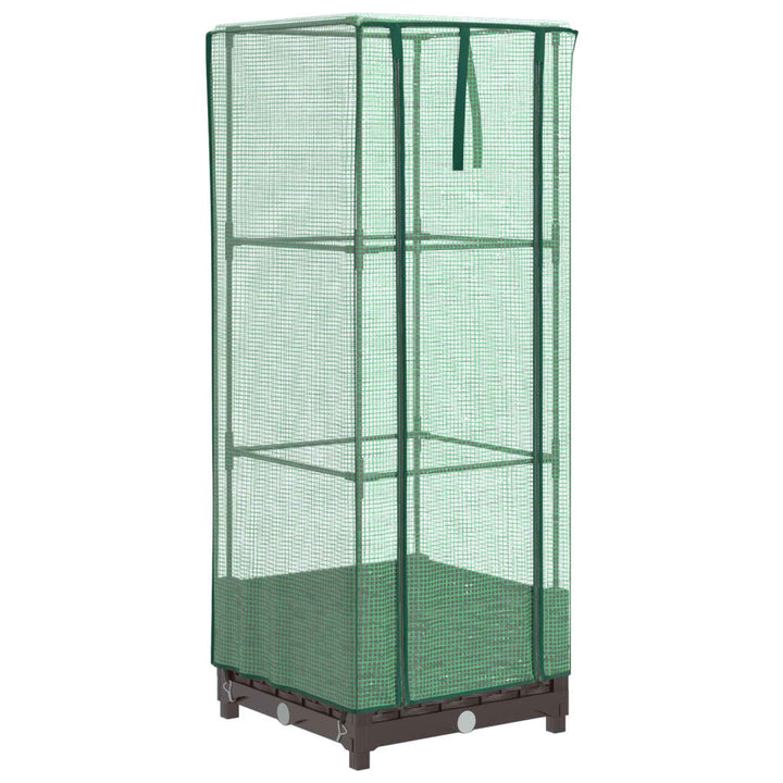 højbed med drivhusovertræk 40x40x123 cm rattan-look