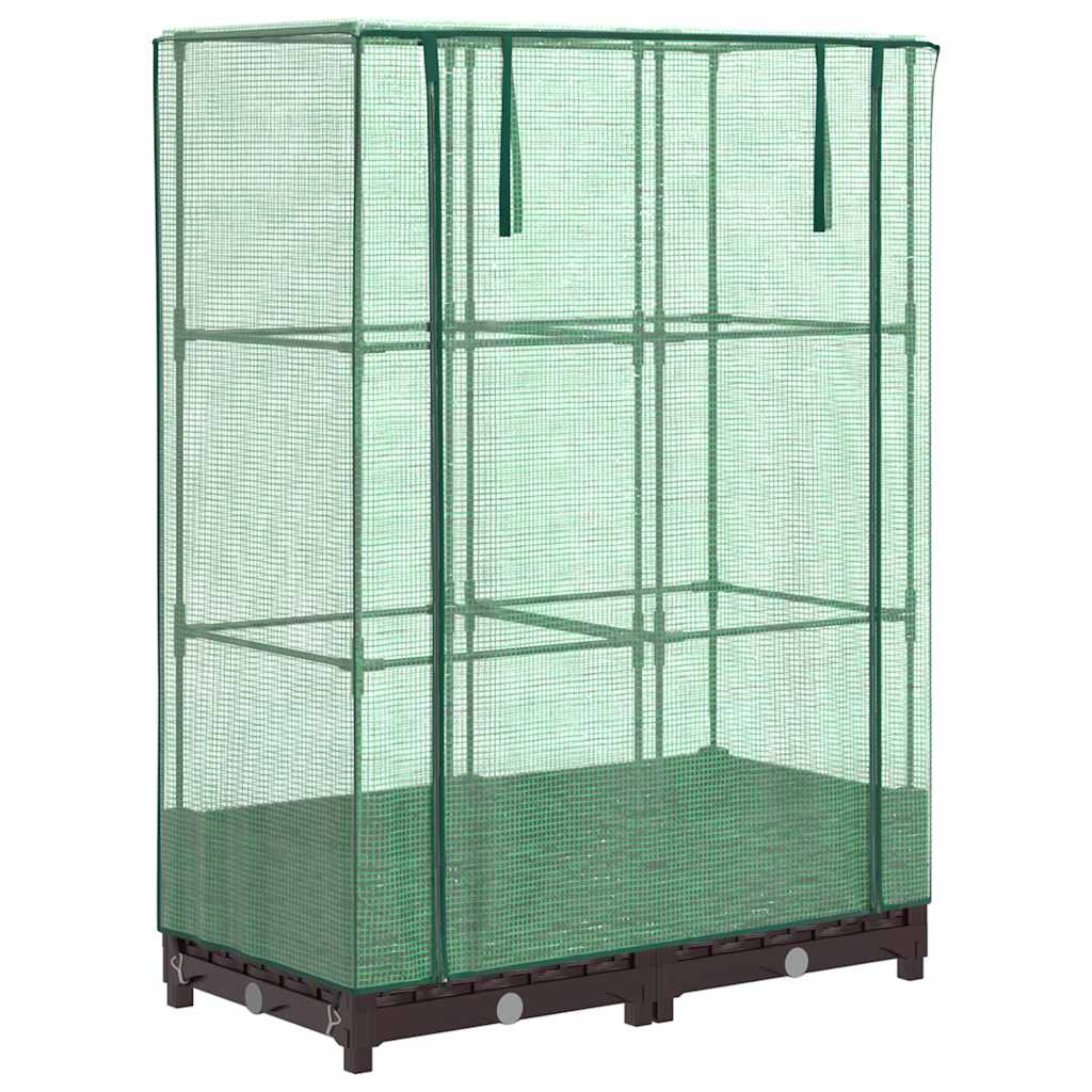 højbed med drivhusovertræk 80x40x123 cm rattan-look