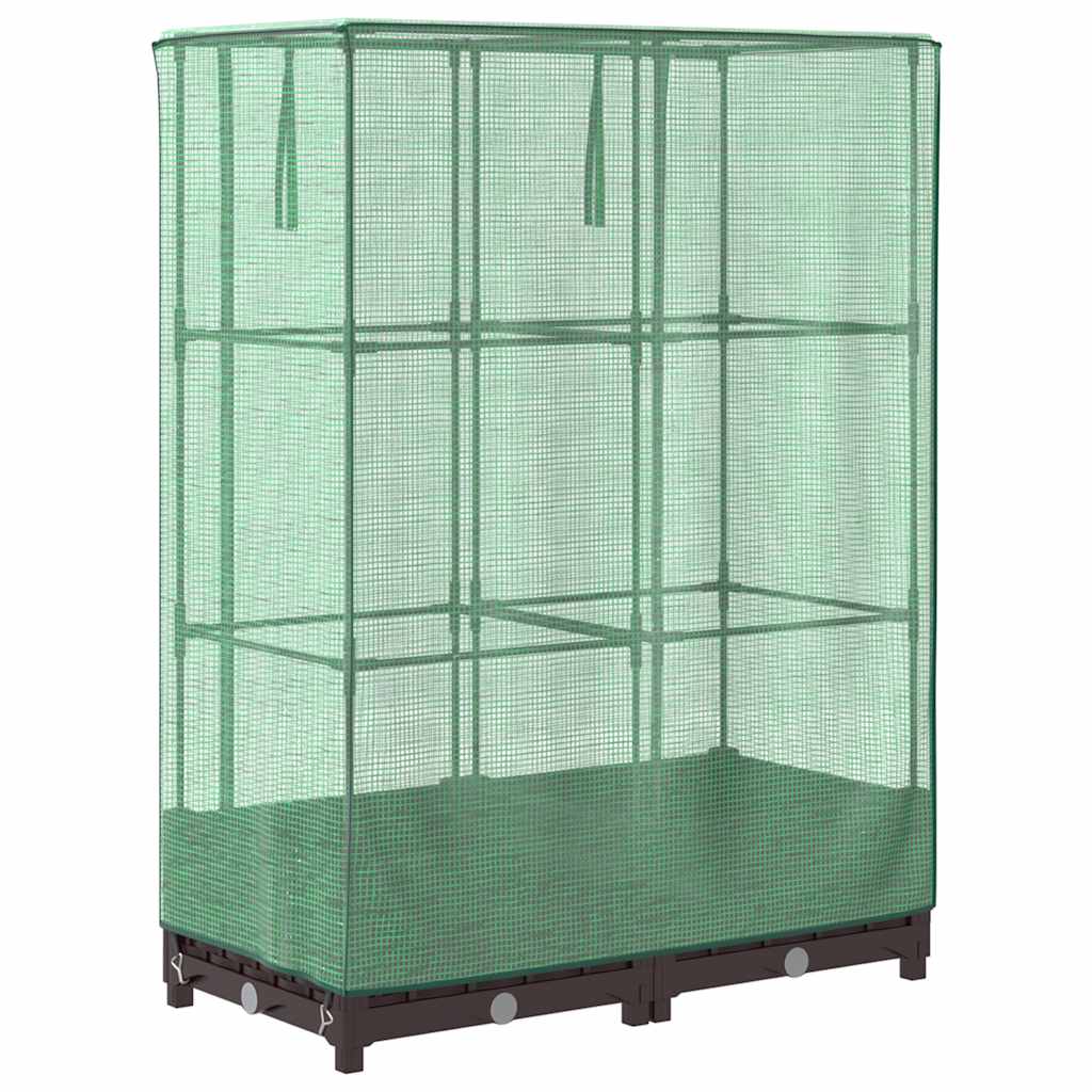 højbed med drivhusovertræk 80x40x123 cm rattan-look