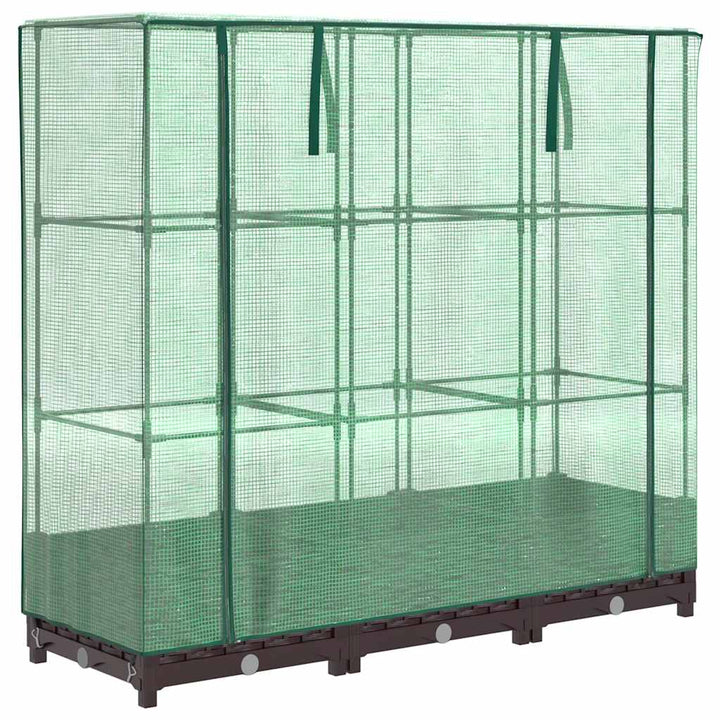 højbed med drivhusovertræk 120x40x123 cm rattan-look