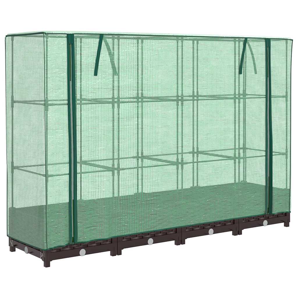 højbed med drivhusovertræk 160x40x123 cm rattan-look