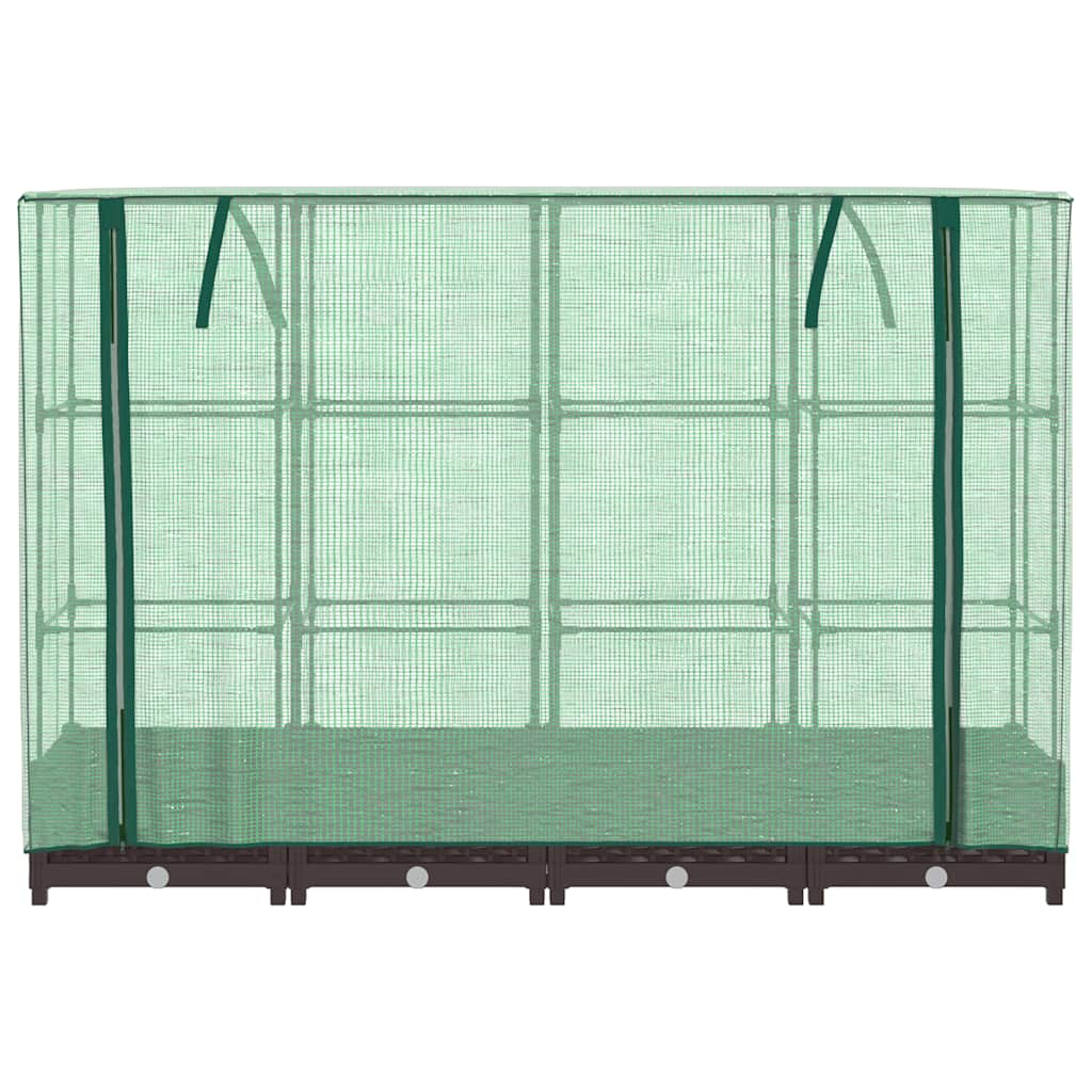 højbed med drivhusovertræk 160x40x123 cm rattan-look