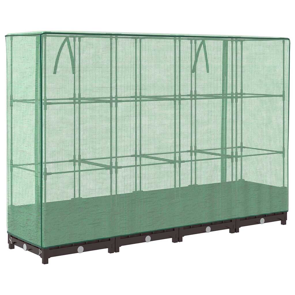 højbed med drivhusovertræk 160x40x123 cm rattan-look