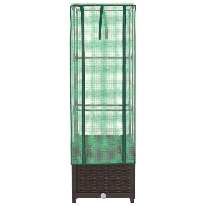 højbed med drivhusovertræk 40x40x139 cm rattan-look